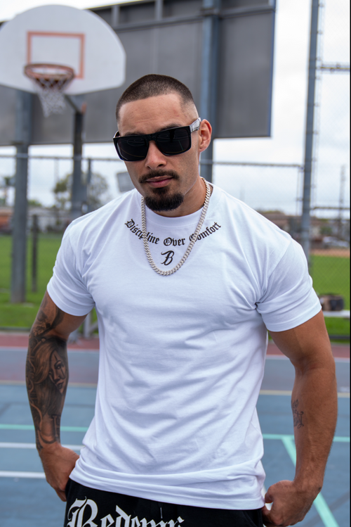 Discipline Over Comfort Tee | White